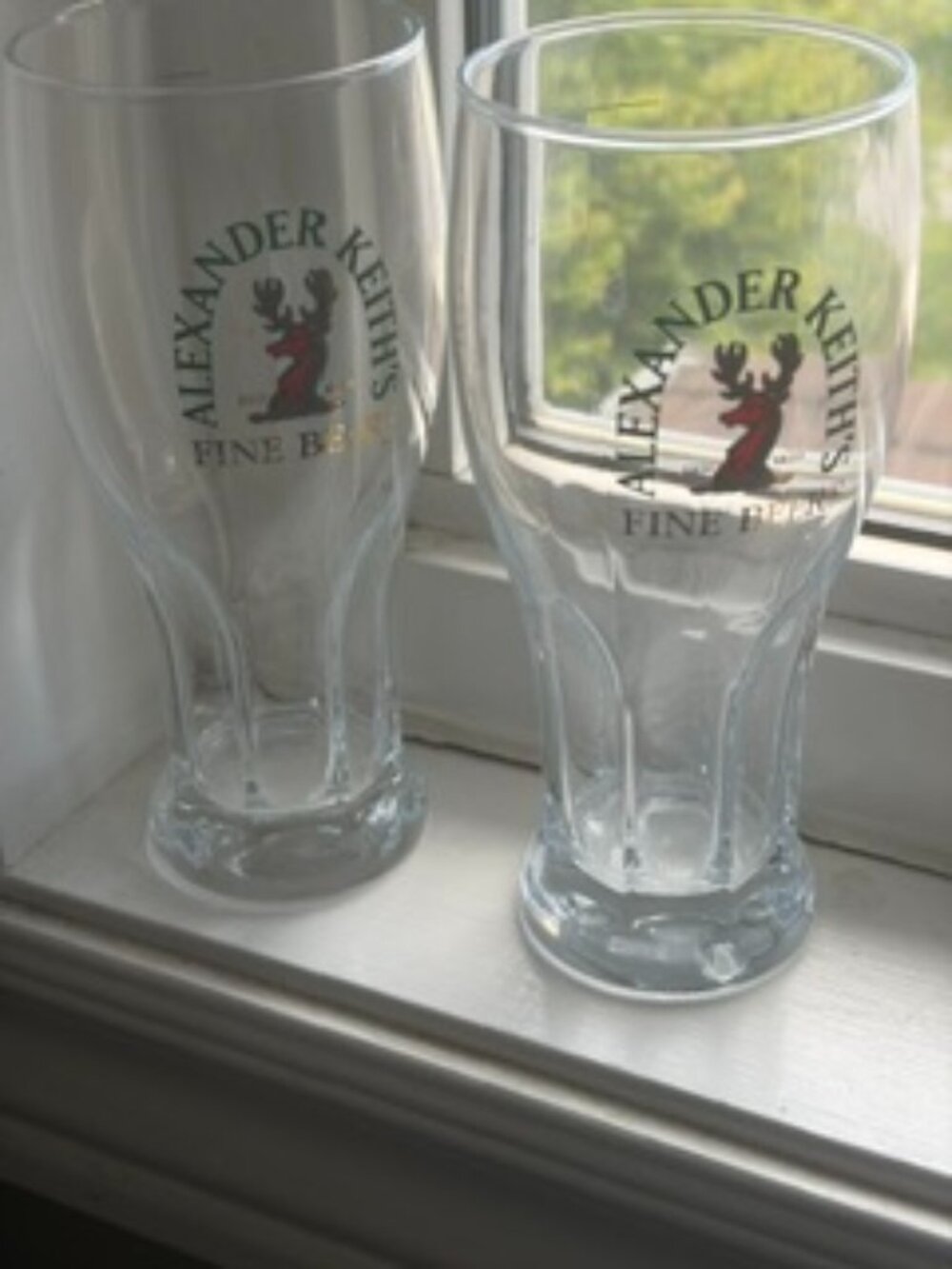 2 Alexander Keith's Fine Beers Pint Beer Glasses - Collectible